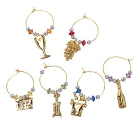 【メール便で送料無料】_ワイングラスマーカー 6個セット ゴールド パーティや試飲会に AD2【RCP】