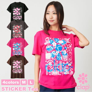 clap12���V�� �N���b�v 4�F×2�T�C�Y STICKER Tee ���f�B�[�X �_���X �g�b�v�X T�V���c �t�B�b�g�l�X�E�F�A �_���X�E�F�A �X�|�[�c�E�F�A �g�b�v�X �s���e�B�X�E�F�A ���K�E�F�A �R�b�g���f�� ����