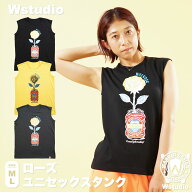 フィットネスウェア Wstudio ダブルスタジオ 3色×2サイズ ローズユニセックスタンク レディース メンズ …