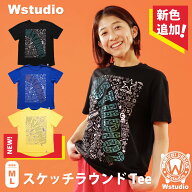 Wstudio フィットネスウェア ダブルスタジオ 【3色×2サイズ】 スケッチラウンドTee レディース メンズ …