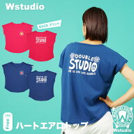 【9/16発売!】フィットネスウェア 【Wstudio】 ダブルスタジオ 【2色】 ハートエアロトップ レディース …