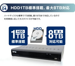 4K防犯カメラセットWTW製日本初4K800万画素AHD赤外線監視カメラ1台と録画機のフルセット4chDVR4K対応【1年保証】