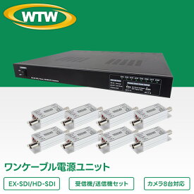 EX-SDI/HD-SDI用ワンケーブル電源ユニット 受信機 / 送信機　8chセット WTW-SCP1008D