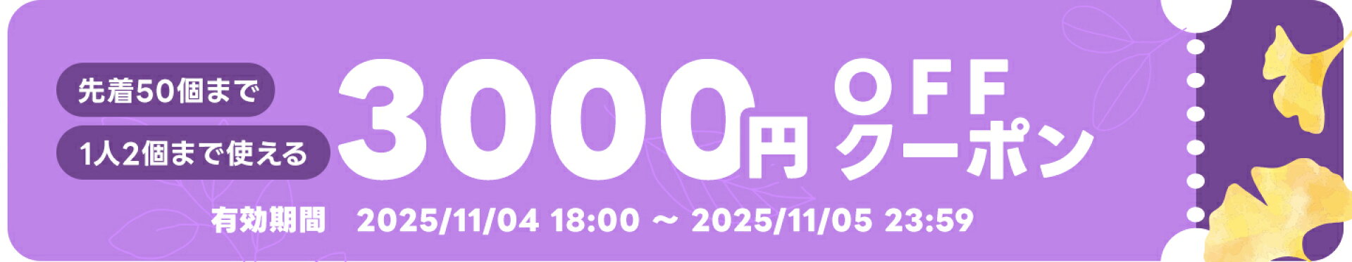 3000円OFFクーポン配布中