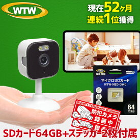 【SD64GB+ステッカーセット】みてるちゃんシリーズ ペット カメラ 見守りカメラ 猫 子猫 留守番 楽天1位 ワイヤレス 防犯カメラ 家庭用 ペットカメラ ベビー 留守 屋内用 SDカードスマホ 無線 子供 みまもりカメラ WTW-IP8 ペットモニター 塚本無線