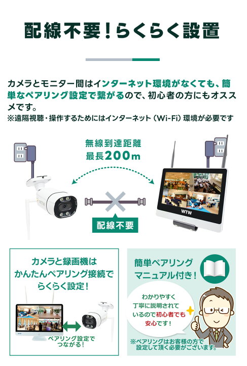 楽天市場】【標準☆2TB(1年半保証)】WTW 塚本無線 防犯カメラ 