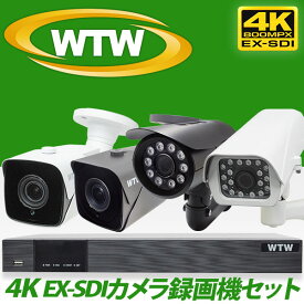 防犯カメラセット 4K(800万画素) 日本初 4K 800万画素 EX-SDI 赤外線 監視カメラ 1台〜4台 録画機のフルセット 2chDVR 4K対応【三年保証】