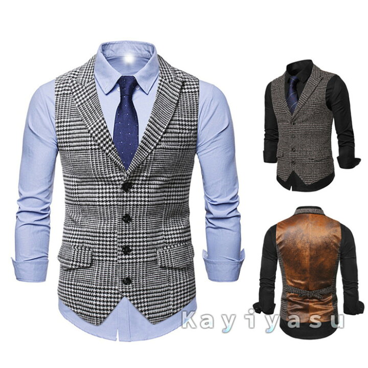 楽天市場 ベスト メンズ スーツベスト チョッキ ジレ フォマールベスト 千鳥格子 ショールカラー 前開き おしゃれ フォマールウェア 尾錠付き ビジネス ストライプ Vネック 紳士服 通勤 結婚式 パーティー 上着 カジュアル ウエディング タキシード 袖なし ノースリーブ