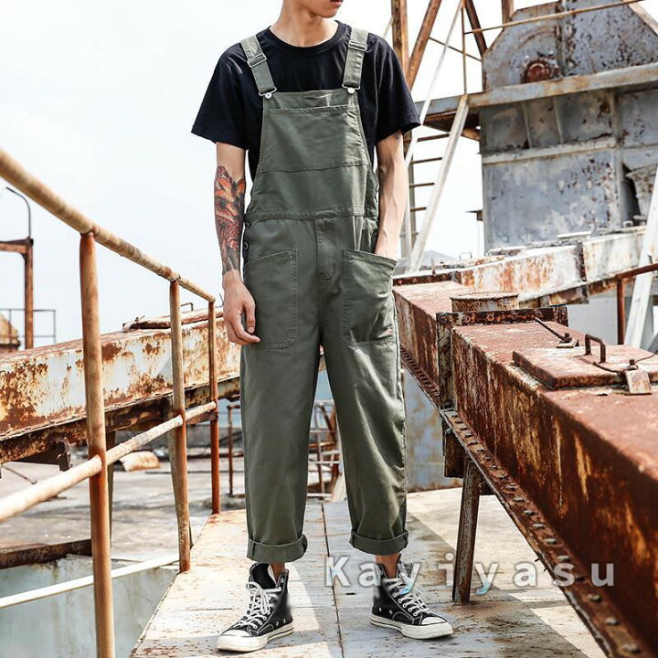 楽天市場 男女兼用 サロペット オーバーオール メンズ レディース 無地 ズボン型つなぎ ロングパンツ おしゃれ 胸当て 肩紐パンツ 作業服 ファッション性 繋ぎ 個性的 ポケット アーミー風 男 女 つり紐パンツ 長ズボン サスペンダーパンツ ストリート感 着こなし