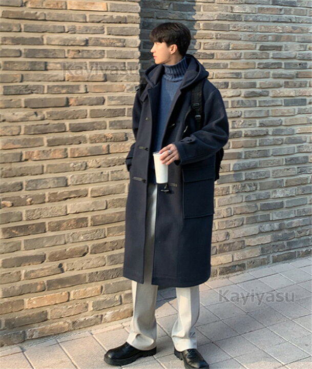 楽天市場 ダッフルコート 超ロング丈コート ラシャコートメンズ ゆったり トグルボタン メルトン生地 防寒着 カジュアル服 ジャケット フード付き 高校生 大学生 秋冬コーデ かっこいい 男性用 春秋冬物 オシャレ おすすめ Wuyue