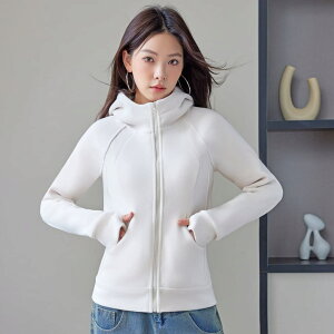 【月末セール!/一枚1000円OFFクーポン】パーカー レディース スリムフィット トップス スウェット 厚手 スポーツウェア フルジップ 無地 防寒 暖かい 長袖 カジュアル 親指穴付 トレーニング