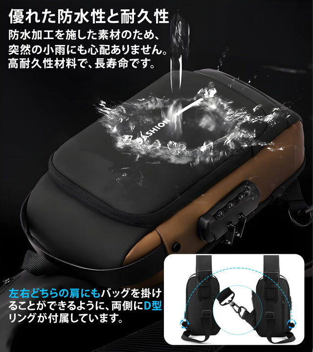楽天市場】ボディバッグ メンズ ショルダーバッグ 盗難防止 撥水 USB 