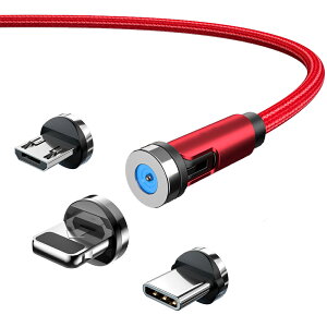 RURILIFE �}�O�l�b�g �[�d�P�[�u�� 3in1 USB�P�[�u�� 540°�[�d�R�[�h 1m ��] ���� �}�O�l�b�g�[�d�P�[�u�� �}�O�l�b�g�� �[�d �P�[�u�� �R�[�h �X�}�z�[�d�R�[�h �}�O�l�b�g���[�d�P�[�u�� �[�d