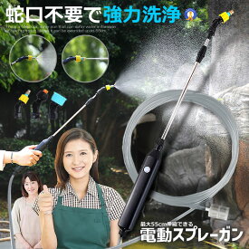 ＼P5倍★お買物マラソン！11日まで／ 電動スプレーガン 延長ホース5m付 高圧 洗浄ホース 蛇口不要 先端ノズル 2種付属 超強力 噴射 洗浄 大掃除 洗車 水撒き 洗車 水やり ガーデニング 庭 散水 霧拭き 水撒き 植物 花 畑 WATERGUN