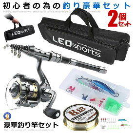 2個セット 釣りセット 釣り道具 初心者 5点セット ロッド 収納バッグ ルアーケース 釣り フィッシング スピングリール リール付きロッド 初フィッシュプロ CHERIFISH