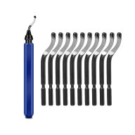 【簡単バリ取り】 バリ取り回転リーマー 12本セット 工具 小型 ツール ブレード替刃 360度回転 アルミ 鉄…