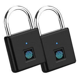 2個セット 指紋スマートロック 南京錠 指紋認証 USB充電式 防塵 防水 アルミ合金製 盗難防止 荷物 自転車 オフィス 家庭 SIMOLOCK