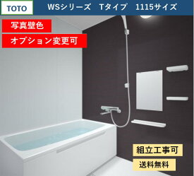 TOTO WSシリーズ 1115サイズ Tタイプ サーモス水栓　収納棚　鏡付　マンションリモデルバスルーム写真壁色(オプション対応、メーカー直送）
