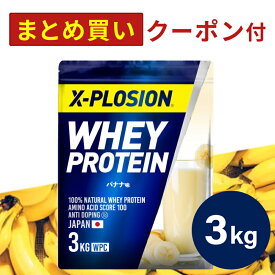 プロテイン WPC エクスプロージョン 3kg バナナ味 ホエイプロテイン 3キロ 最安値 大容量 筋肉 タンパク質 高たんぱく 運動 ダイエット 置き換え 男性 女性 子供 こども