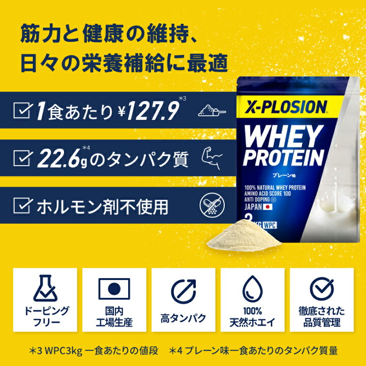 楽天市場】プロテイン WPC エクスプロージョン 3kg ライチ味 ホエイ 