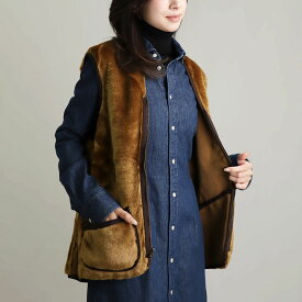 バブアー BARBOUR メンズ レディース ウォームパイル ベスト ライナー（インナー） フェイクファー WARM PILE MLI0004 BR31 BROWN リバーシブル