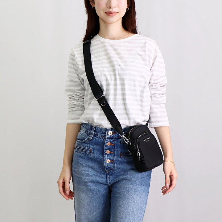 ケイトスペードフォンケース スマホショルダー ツイード レザー  