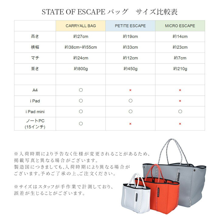 楽天市場】ステイトオブエスケープ STATE OF ESCAPE トートバッグ 