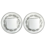 エルメス HERMES コーヒーカップ＆ソーサー 2客セット シェーヌダンクルプラチナ 4117 食器 テーブルウェ…
