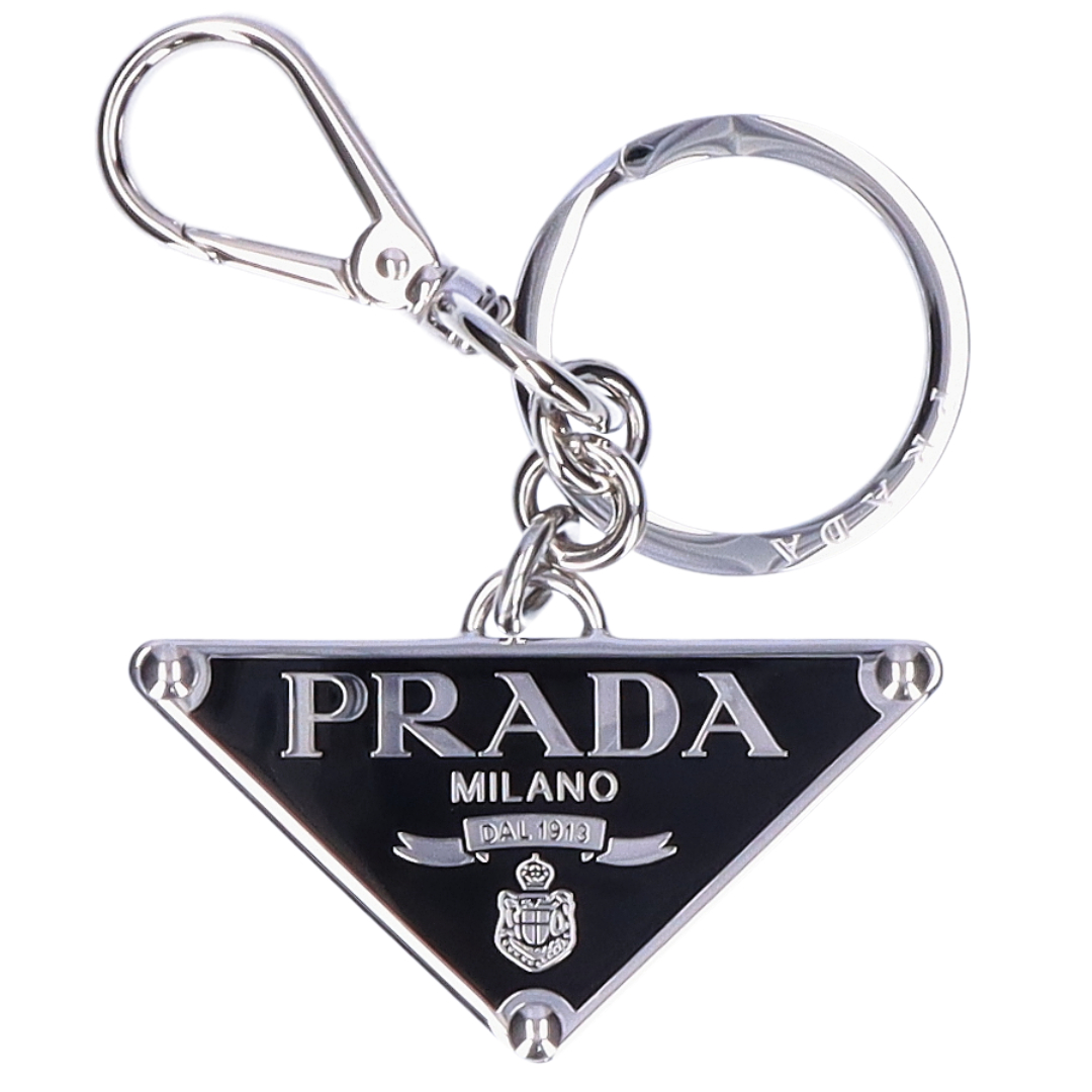 プラダ PRADA キーリング キーホルダー 1PS057 66A ブラック(F0H76 ACCIAIO/NERO) | テザーレブランドショップ
