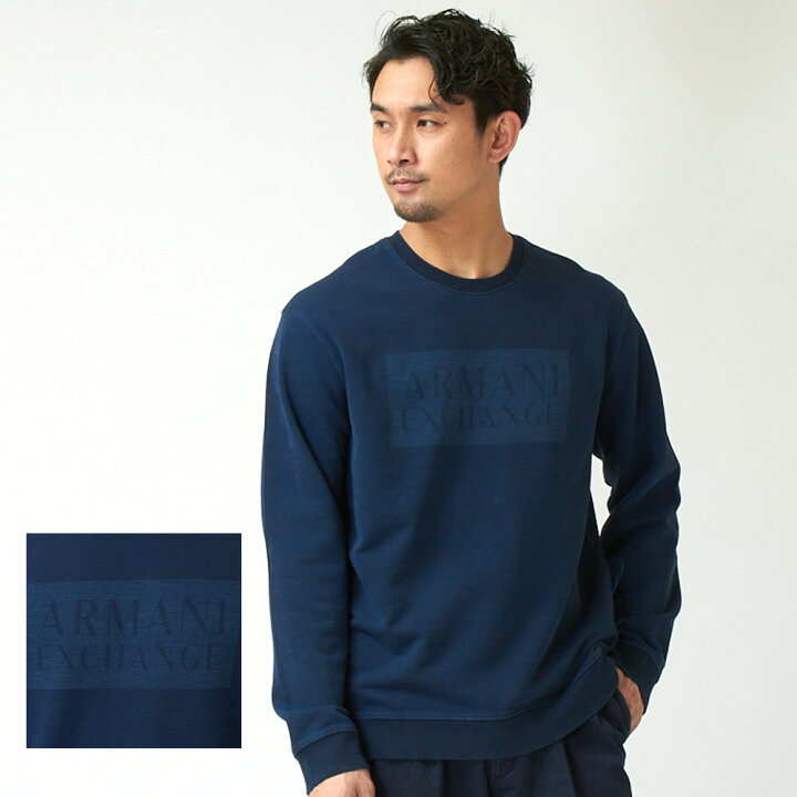 楽天市場 アルマーニエクスチェンジ メンズロゴトレーナー 6kzmat Zj5sz ネイビー系 25annavy Armani Exchange Clm エクセル ブランドショッピング