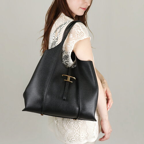 トッズTOD’SトートバッグTタイムレスXBWTSBA0300Q8Eブラックレザーショッピングバッグミディアム
