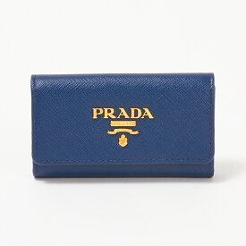 プラダ PRADA キーケース 【SAFFIANO METAL】 1PG004 QWA ブルー系(F0016/BLUETTE) 【お取り寄せ】