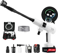 コードレス式高圧洗浄機 充電式 洗車機 750W自吸式 噴射距離10M 高圧洗浄機 洗車 家庭用 2段階 6in1ノズ…