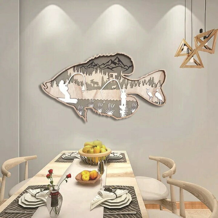 楽天市場】木製 ウォールアート 魚 壁掛け 40cm A/B フィッシュ 釣り 