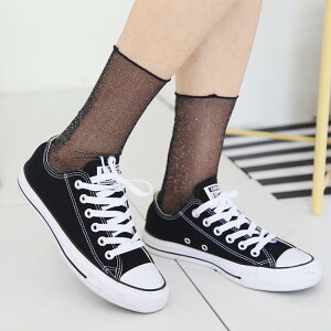 【ラメ入り ソックス】シースルー 薄手 レディース 靴下 きらきら 韓国風 カジュアル おしゃれ かわいい パーティー 黒 白 ピンク ネイビー パープル グレー 緑 ベージュ 豊富カラー 大人可