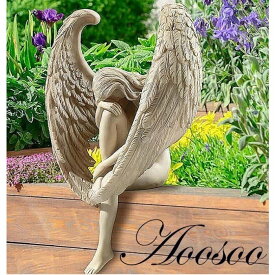 彫刻風、天使の置物　アンティーク　羽　オブジェ　北欧インテリア　置物