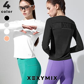 【OUTLET】ゼクシィミックス xexymix 指穴付き 長袖 ランニングウェア レディース トップス おしゃれ ピラティスウェア かわいい スポーツウェア レディース フィットネスウェア ジムウェア ゼクシーミックス 韓国ブランド XXMX XFK1TL1004【30】