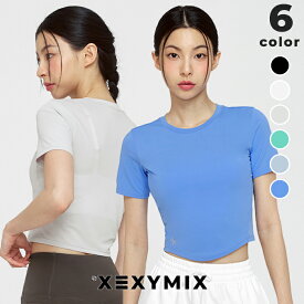 【OUTLET】ゼクシィミックス xexymix 半袖 クロップド丈 Tシャツ 接触冷感 ヨガウェア トップス レディース ピラティスウェア スポーツウェア トレーニングウェア フィットネスウェア ランニングウェア ジムウェア ゼクシーミックス XXMX XFK1TS1001【40】