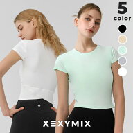 【クーポン利用で15%OFF 】ゼクシィミックス xexymix 半袖 クロップド丈 スリムフィット Tシャツ ヨガウ…