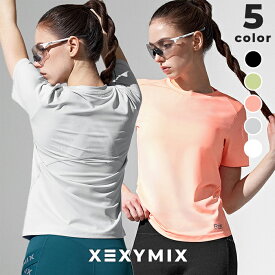 【OUTLET】ゼクシィミックス xexymix 半袖 ランニングウェア トップス レディース Tシャツ 夜ラン リフレクター入り ヨガウェア ピラティスウェア スポーツウェア トレーニングウェア ジムウェア ゼクシーミックス XFK2TS1001【30】