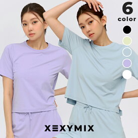【OUTLET】ゼクシィミックス xexymix 半袖 ベーシック Tシャツ レディース セットアップ可 吸汗速乾 接触冷感 ヨガウェア トップス ピラティスウェア スポーツウェア トレーニングウェア ジムウェア アウトドア 旅行 普段着 ゼクシーミックス XFK2TS1104【40】