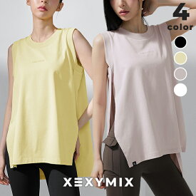 ゼクシィミックス xexymix ノースリーブ ディープスリット ヨガウェア トップス ヨガトップス ピラティスウェア スポーツウェア レディース トレーニングウェア フィットネスウェア ランニングウェア ジムウェア ゼクシーミックス XXMX XFK2TE1102