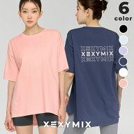 ゼクシィミックス xexymix 半袖 ロゴ入り ヒップカバー オーバーフィット Tシャツ ルーズフィット ヨガウ…