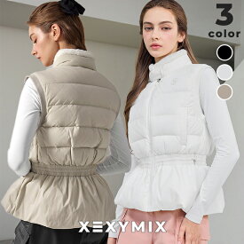【OUTLET】ゼクシィミックス xexymix ダウンベスト ゴルフウェア ファー襟 ペプラム 2WAY 撥水 保温性 レディース GOLF ストレッチ素材 トップス かわいい おしゃれ ゴルファー ゴルフ女子 ドローコード ゼクシーミックス xfk4vd1203【15】