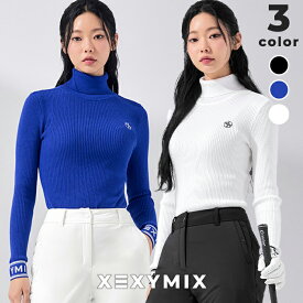 【OUTLET】ゼクシィミックス xexymix タートルネック ニット 長袖 リブ編み UVカット ゴルフウェア レディース ストレッチ性かわいい ゴルフ トップス ストレッチ性 ゴルファーフ女子 ゼクシーミックス xfk4eu1202 【20】