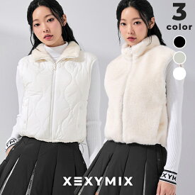 【OUTLET】ゼクシィミックス xexymix ベスト リバーシブル ソフトファー UVカット 2way リバーシブル あたたかい ゴルフウェア レディース かわいい ゴルフ トップス ゴルファーフ女子 ゼクシーミックス xfk4vp1201 【15】