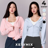 ゼクシィミックス xexymix ジャケット アウター フード付き Vネック 指穴付き UVカット レディース ヨガ…