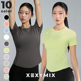 ゼクシィミックス xexymix 半袖 Tシャツ ヨガウェア トップス ヨガトップス ピラティスウェア スポーツウェア レディース トレーニングウェア レディース フィットネスウェア レディース ランニングウェア レディース ジムウェア レディース ゼクシーミックス xtfst04j2