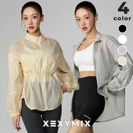 ゼクシィミックス xexymix ウィンドブレーカー ドロップショルダー 撥水加工 通気性 メッシュ素材 超軽量 ヒップカバー ドローコード かわいい デイリー レディース ジャケット アウター スポーツウェア トレーニングウェア ジムウェア 防風 ゼクシーミックス xfl1jl1002
