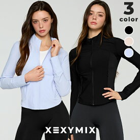 ゼクシィミックス xexymix ジップアップ ジャケット ひんやり 指穴付き UVカット かわいい レディース ヨガウェア ピラティスウェア アウター スポーツウェア トレーニングウェア ランニングウェア ジムウェア ゼクシーミックス xfl2jl1003